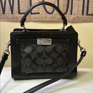 Coach Black Crossbody mini Bag with Monogram Design